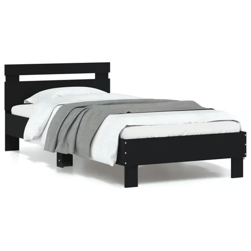 vidaXL Okvir za krevet s uzglavljem i LED svjetlima crni 90x200 cm