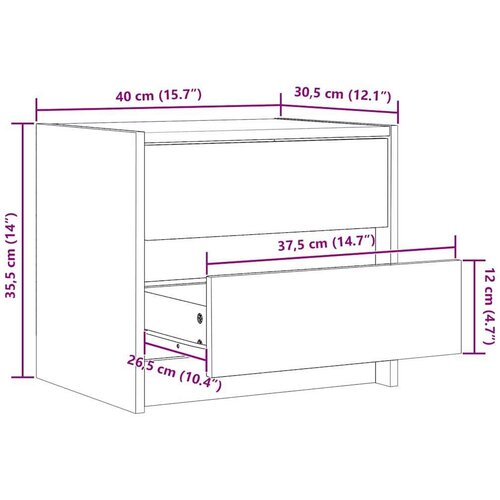  Noćni ormarići 2 pcs Vosak smeđa 40 x 30.5 x 35.5 cm Borovina Slike