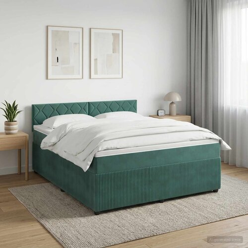  Boxspring krevet s madracem Tamnozelena 140 x 190 cm Baršun Cene