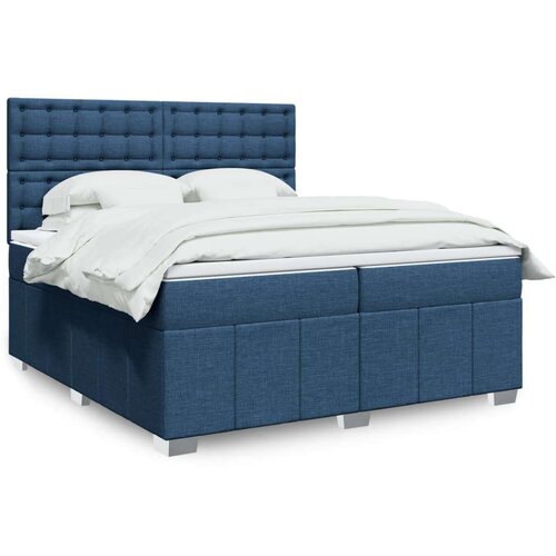  Krevet s oprugama i madracem plavi 200 x 200 cm od tkanine Slike