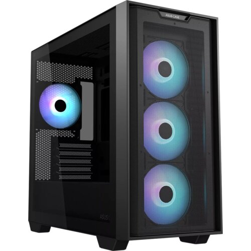Asus A21 PLUS microATX računalni&amp;scaron;ko ohi&amp;scaron;je, &amp;scaron;tirje 120mm ARGB ventilatorji, podpora za BTF osnovne plo&amp;scaron;če, črno - 90DC00H0-B19010 Slike