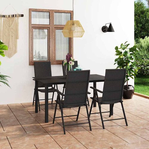  5-dijelni vrtni blagovaonski set crni Crna Dužina stola 150 cm Cene