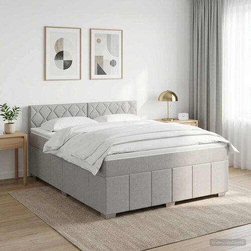  Boxspring krevet s madracem Svjetlosiva 140 x 190 cm Tkanina Cijene
