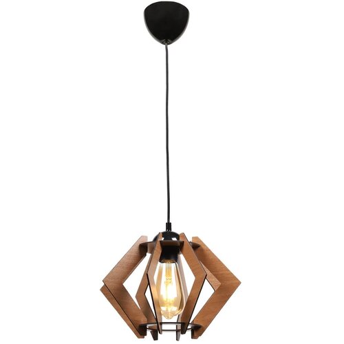 Squid Lighting Črna stropna svetilka z lesenim senčnikom - Squid Lighting Cene