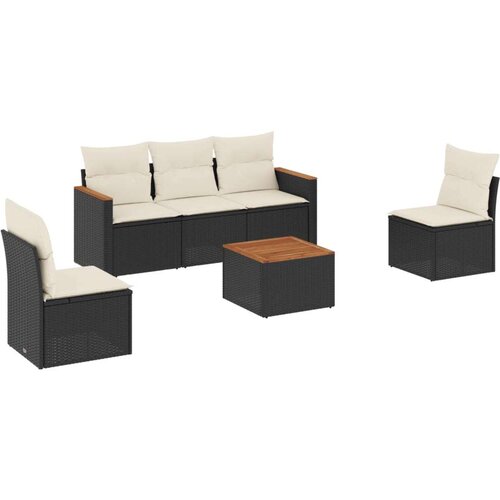  6-dijelni set vrtnih sofa s jastucima crni od poliratana Slike