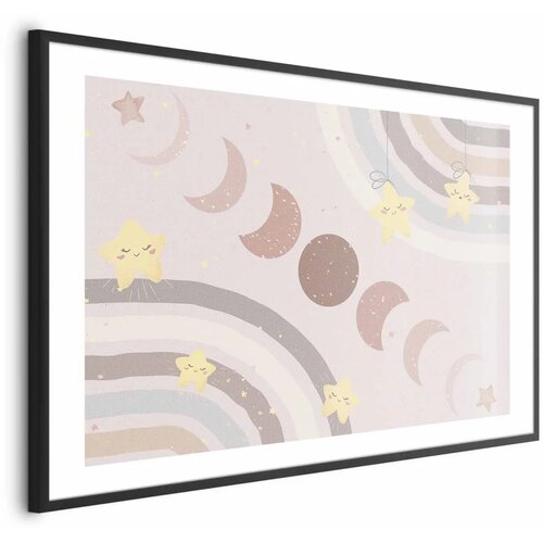  Plakat - Phases of the Moon with a Rainbow 90x60 Crni okvir s margom Cijene