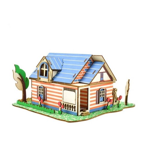  Čarolijashop 3d drvena eko slagalica - PLAVA KOLIBA ( 1223) Slike