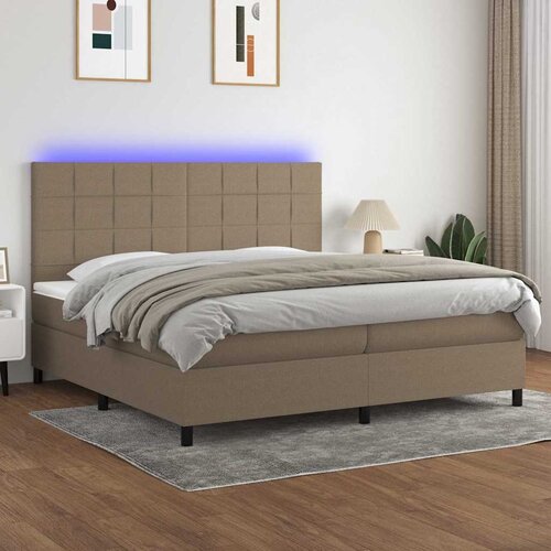  box spring s madracem LED smeđesivi 200x200 cm tkanina Cijene
