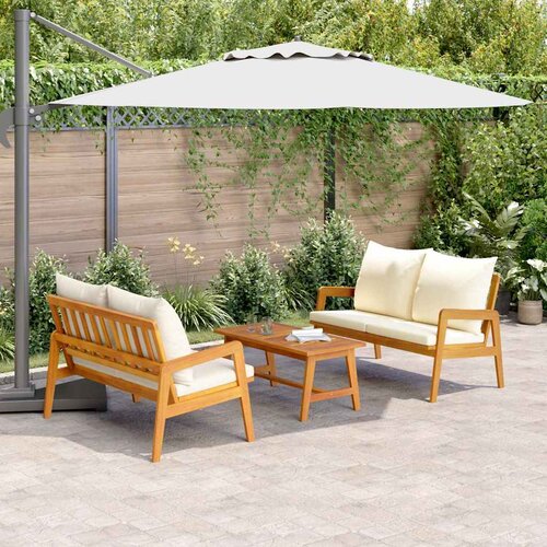 Bistro set s jastukom 3 pcs Smeđa Čvrsto drvo akacije Slike