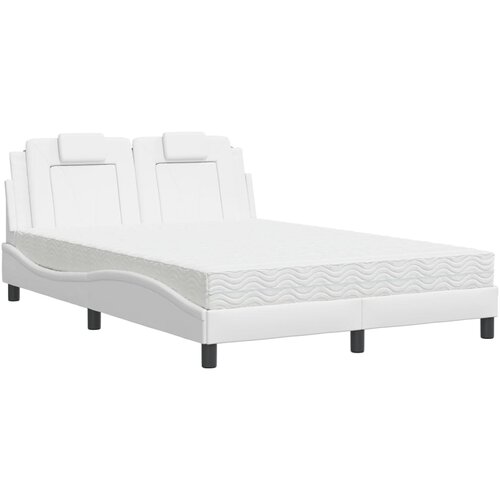 Krevet Viana s madracem bijeli 140x190 cm od umjetne kože Slike