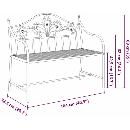  Vrtna klupa Crna 104 x 52,5 x 89 cm Čelik Slike