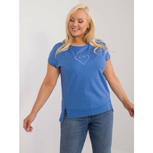 Fashion Hunters Navy blue plus size blouse with slits Slike