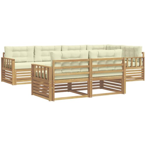 vidaXL Zunanja garnitura za sedenje 7 pcs Bela in krem Poliester, (5000281631) Cene