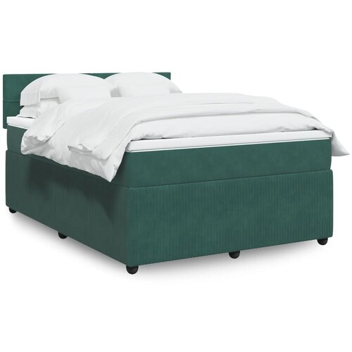 vidaXL Box spring postelja z vzmetnico temno zelena 140x200 cm žamet Cene