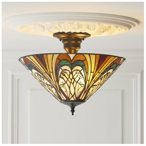 Endon 111905 - Prislonjena plafonska svetiljka Tiffany HECTOR 3xE27/10W/230V &amp;Oslash; 40 cm Slike