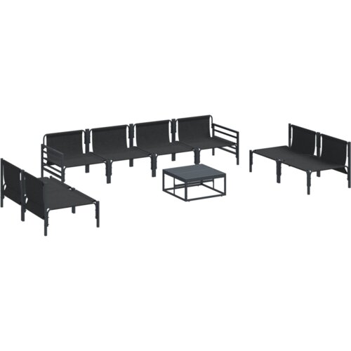 vidaXL Vrtna sedežna garnitura 9 pcs Antracitna Jeklo Cene