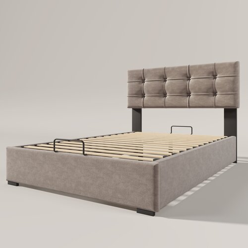 Lumor Postelja s predalom 90x200 cm oblazinjena z žametom - nastavljiv naslon za glavo z letvenim dnom - siva, (22155898) Cene