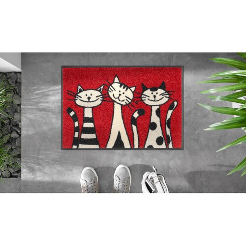 Wash+dry PREDPRAŽNIK Three Cats 40/60 cm potiskano rdeča Slike