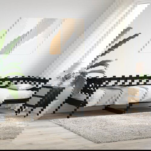 vidaXL Dnevna postelja črna 90x200 cm trdna borovina Cene