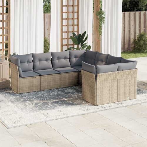 vidaXL 8-dijelni set vrtnih sofa od poliratana s jastucima bež Cijene