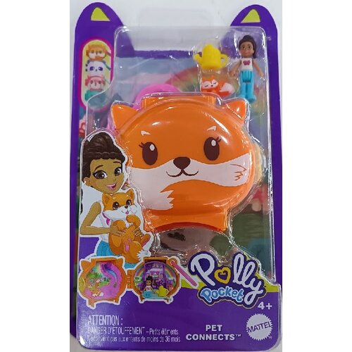 Polly Pocket Mattel Mini: Pet Connects - Kompaktni komplet za igranje s lisico (HRD39), (21381984) Slike