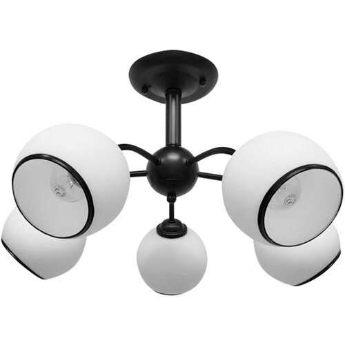 Candellux Lighting Črno-bela stropna svetilka s steklenim senčilom 56x56 cm Marinen – Cene