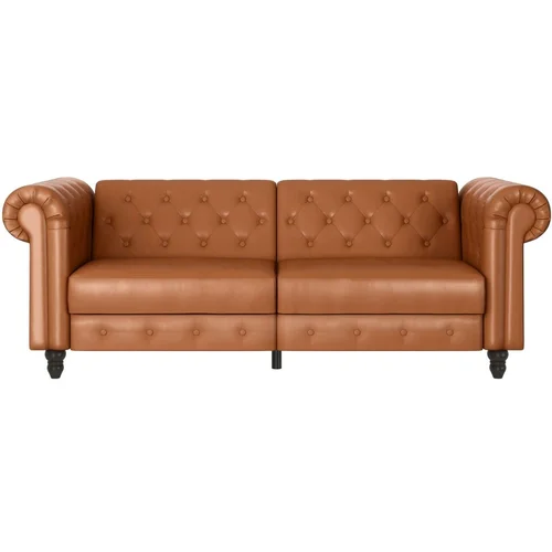 Støraa Konjak smeđa sklopiva sofa od imitacije kože 236 cm Felix –