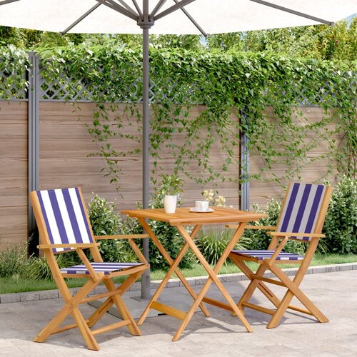 VidaXL 3-dijelni bistro set od tkanine i masivnog drva plava i bijela Slike