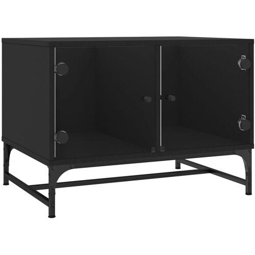 Stolić za kavu sa staklenim vratima crni 68,5 x 50 x 50 cm Slike
