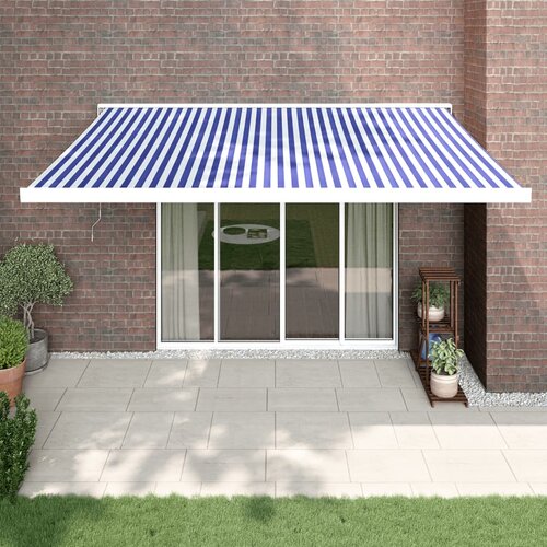 vidaXL Zložljiva tenda modra in bela 4x3 m blago in aluminij Cene