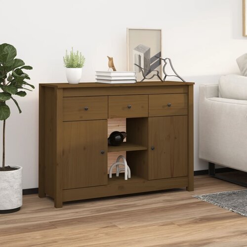 vidaXL Komoda medeno rjava 100x35x74,5 cm trdna borovina Cene