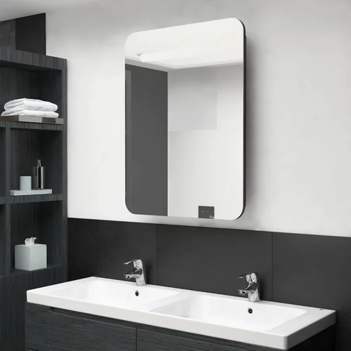 vidaXL LED kopalniška omarica z ogledalom črna 60x11x80 cm