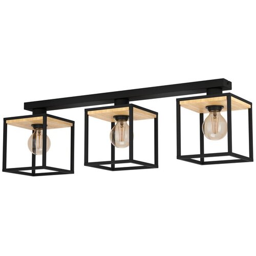 Eglo Plafonjera LIBERTAD 3xE27 86 cm crna/drvo 99856 Slike