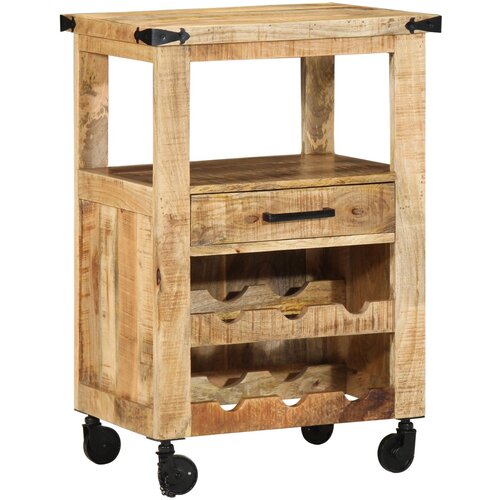 VidaXL Kuhinjski Trolley 55x40x80 cm Trden neobdelan les mangov Slike
