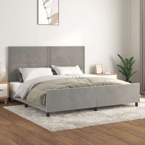  Posteljni okvir z vzglavjem svetlo siv 200x200 cm žamet, (20735543) Cene