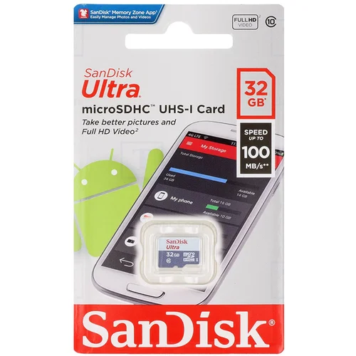 Micro SD SanDisk SDHC 32GB 100MB/s bez adaptera SDSQUNR-032G-GN3MN