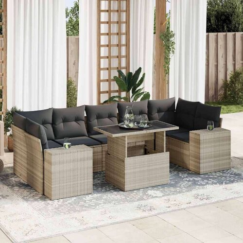 vidaXL 8-dijelni set vrtnih sofa od poliratana s jastucima svjetlosivi Cijene