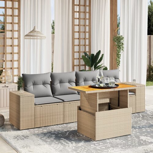 vidaXL 5-dijelni vrtni set sofa s jastucima bež od poliratana Cijene