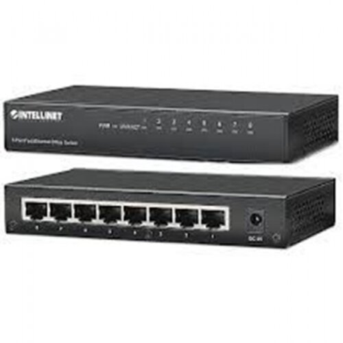 Intellinet 8-Port Fast Ethernet Office Switch, Desktop Size, Metal, IEEE 802.3az (Energy Efficient Ethernet), Box Slike
