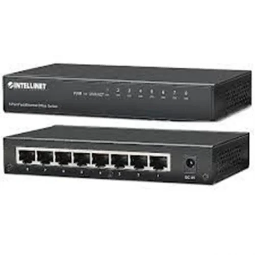 Intellinet 8-Port Fast Ethernet Office Switch, Desktop Size, Metal, IEEE 802.3az (Energy Efficient Ethernet), Box