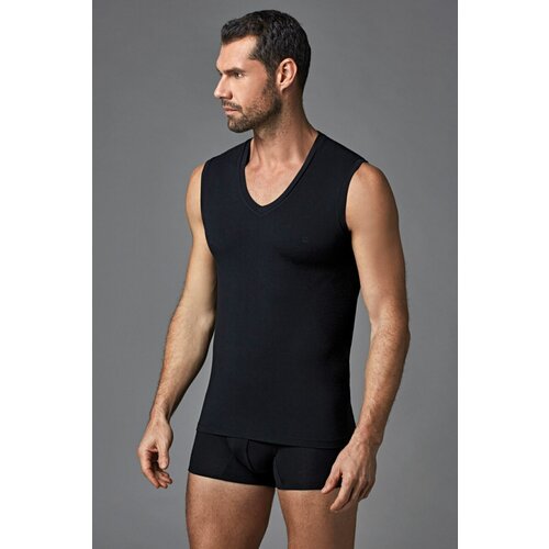 Dagi Men's Black V-Neck Micro Modal Sleeveless Undershirt Cene