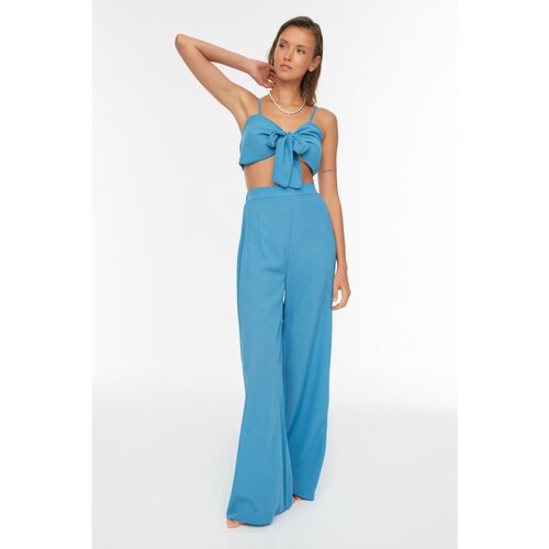 Trendyol Indigo Lacing Detailed Blouse-Pants Set Slike
