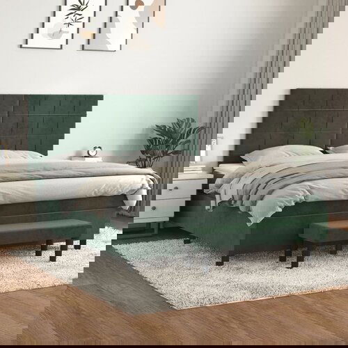  The Living Store Box spring postelja z vzmetnico temno zelena 180x200 cm žamet - Box Spring Postelja, (21490020) Cene