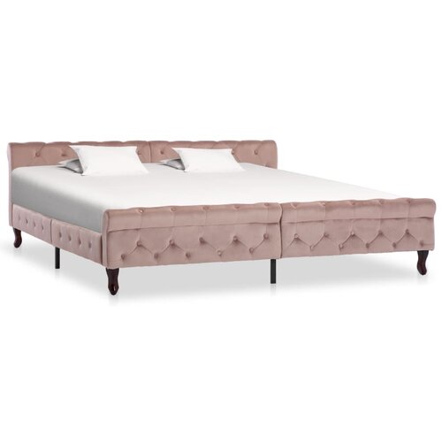 VidaXL Posteljni okvir roza žamet 200x200 cm Slike