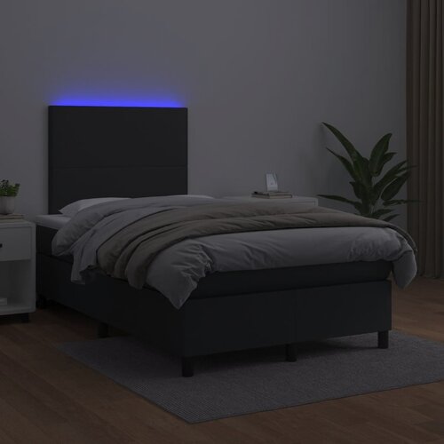  Krevet box spring s madracem LED crni 120 x 190 cm umjetna koža Slike