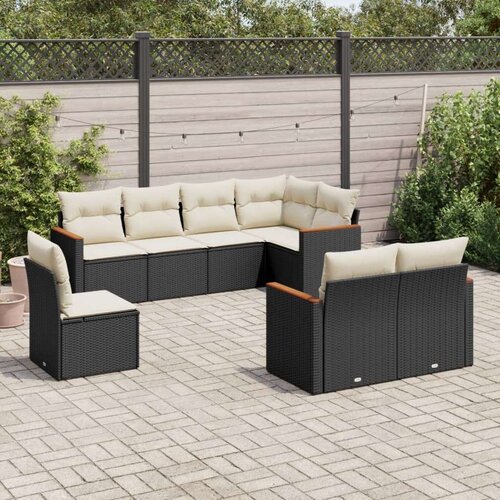  8-dijelni set vrtnih sofa od poliratana s jastucima crni Slike