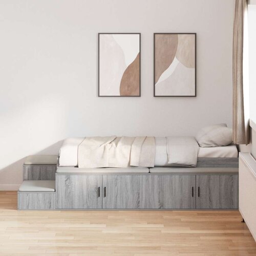  Krevet s odlaganjem Sivi Sonoma Konstruirano drvo Jedan 90 x 190 cm Slike