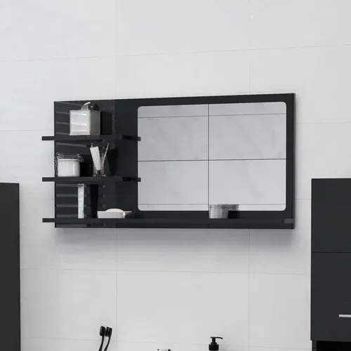  Kupaonsko ogledalo visoki sjaj crno 90x10,5x45 cm od iverice