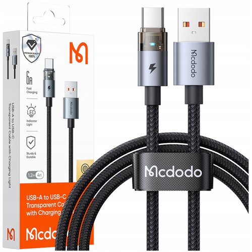 McDodo KABEL USB-A USB-C HITRO POLNJENJE USB TIPA C 6A 100W 1M LED ČRN, (5000334547) Cene