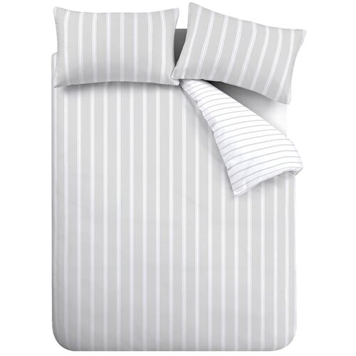 Bianca Siva pamučna posteljina za bračni krevet/za produženi krevet 230x220 cm Ashford Stripe – Cijene